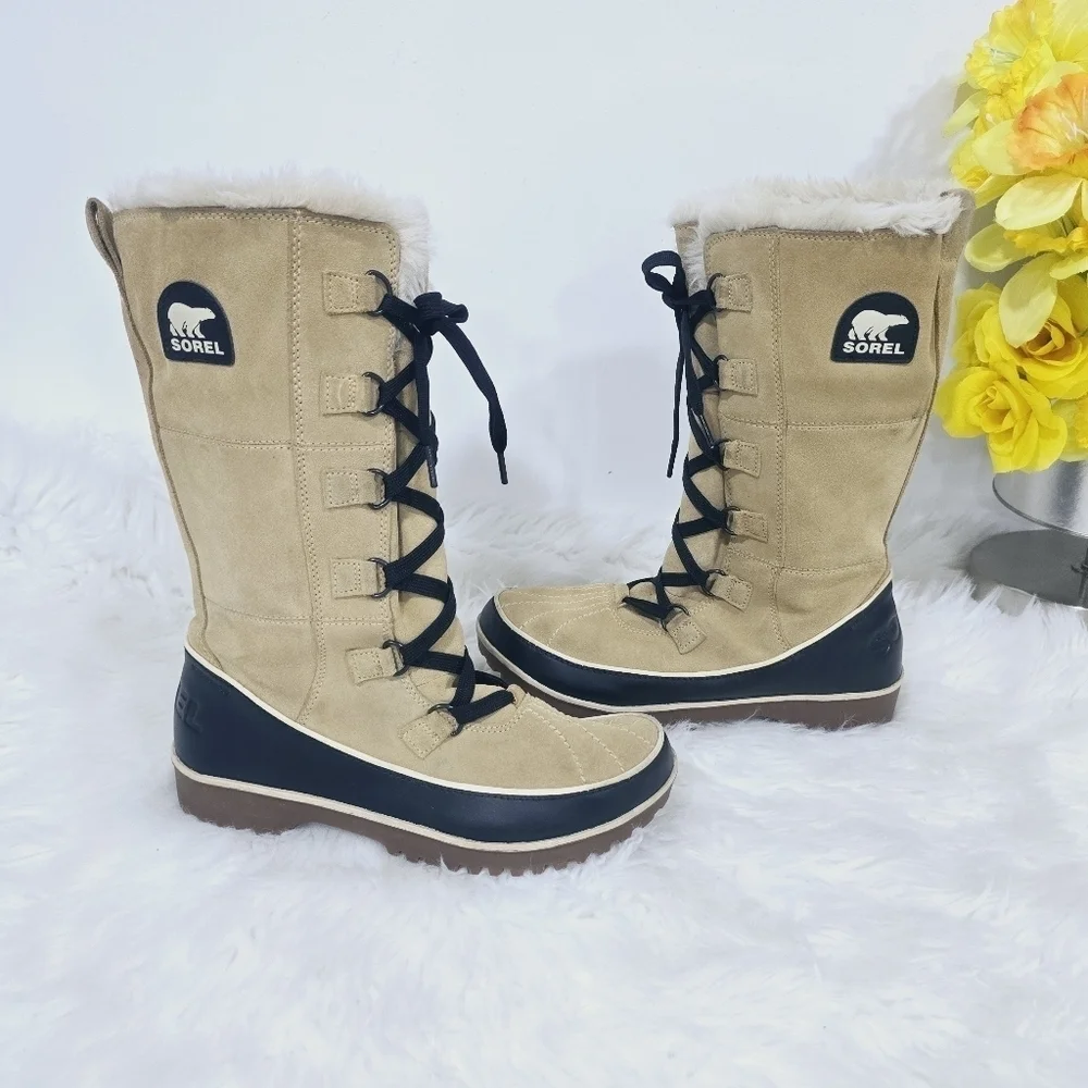 Sorel Women's TIVOLI II US10 Chestnut Suede Lined Faux Fur Winter Snow B…